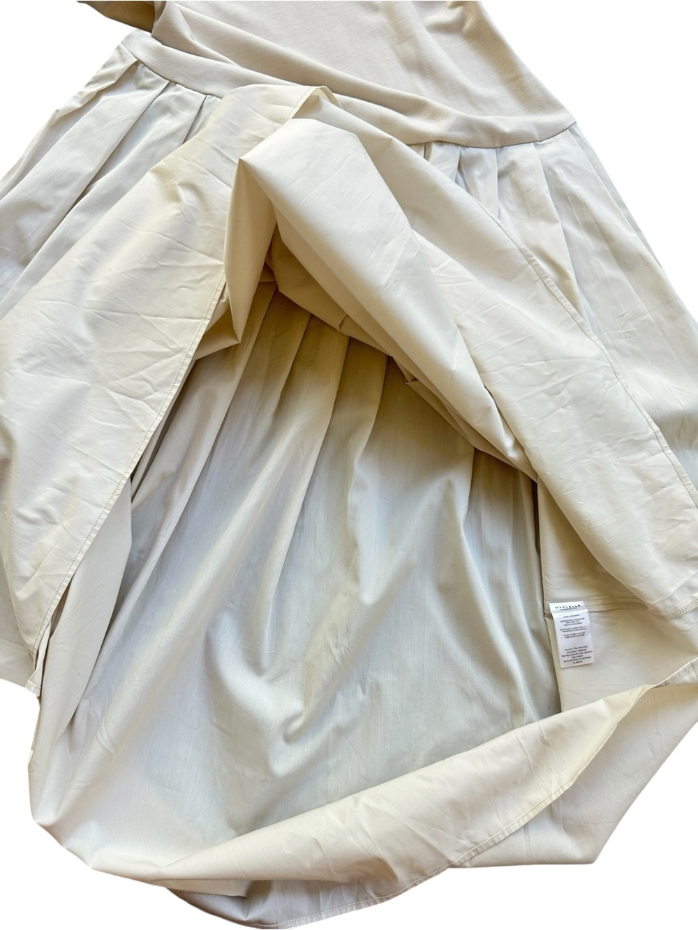 NWT Marcella Mila Dress L Cream Ponte Cotton Midi Fit Flare Pockets - Picture 10 of 15